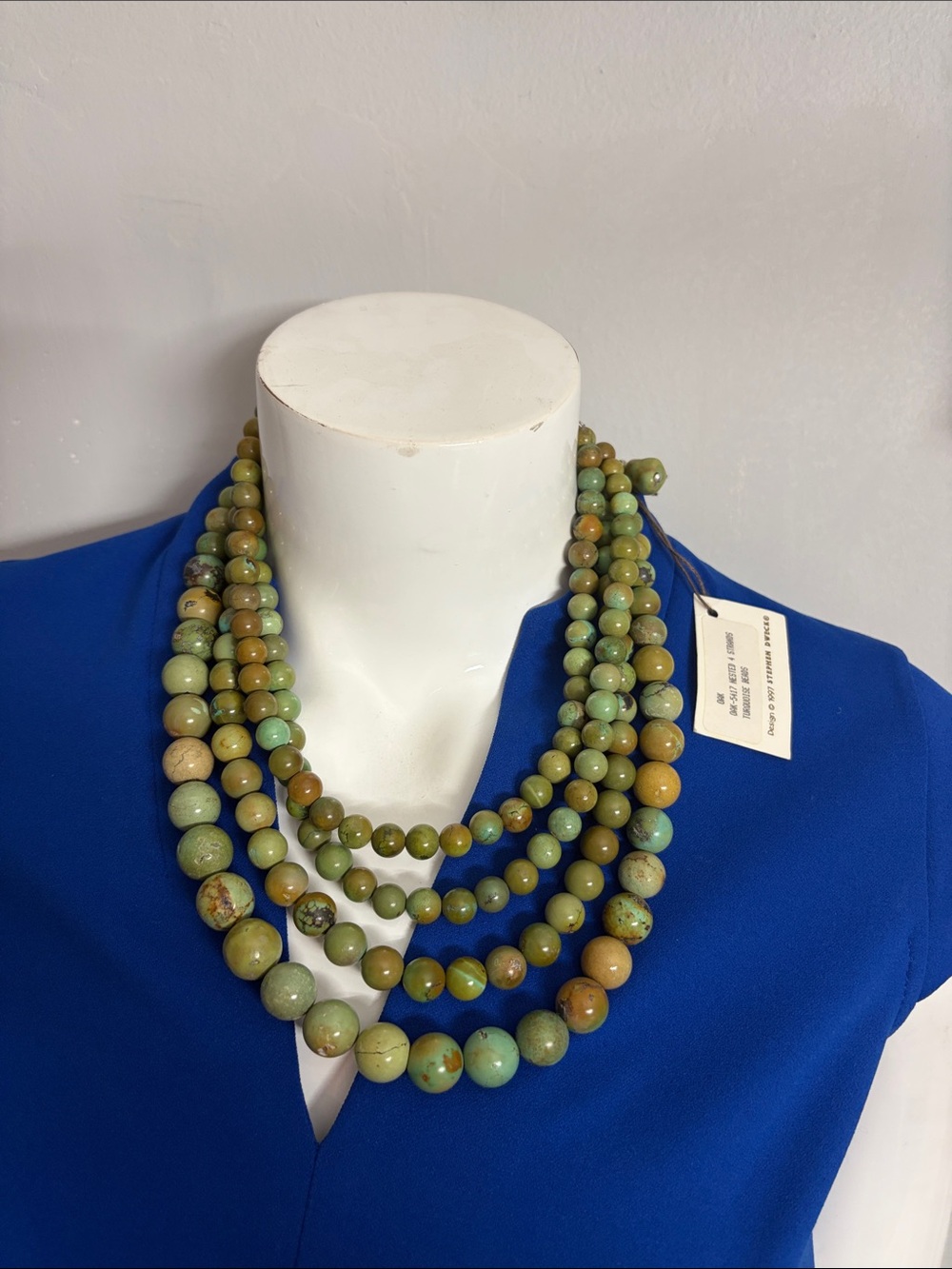 Stephen Dweck Multistrand Olive and Turquoise Bead Necklace